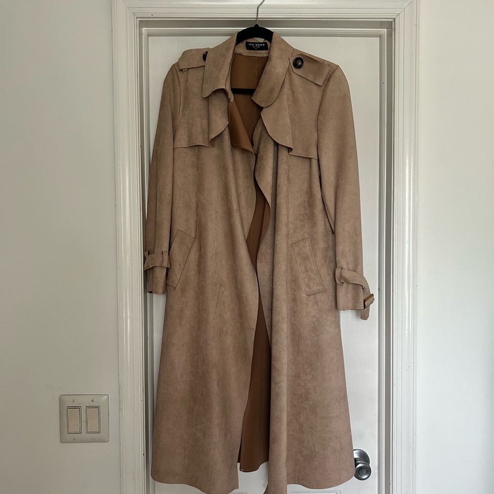 Suede Tan ultra light weight Trench Coat